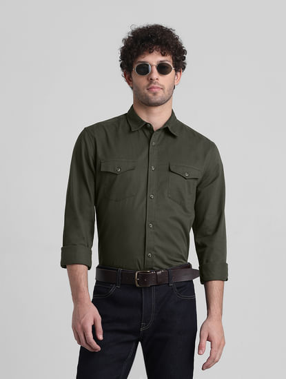 Green Patch Pocket Cotton Shirt